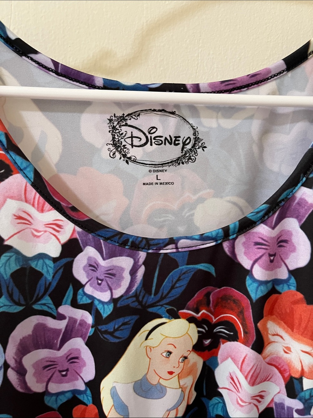 Disney Black Floral Alice in Wonderland Tank Dress with Purple & Red Accents - Picture 2 of 7